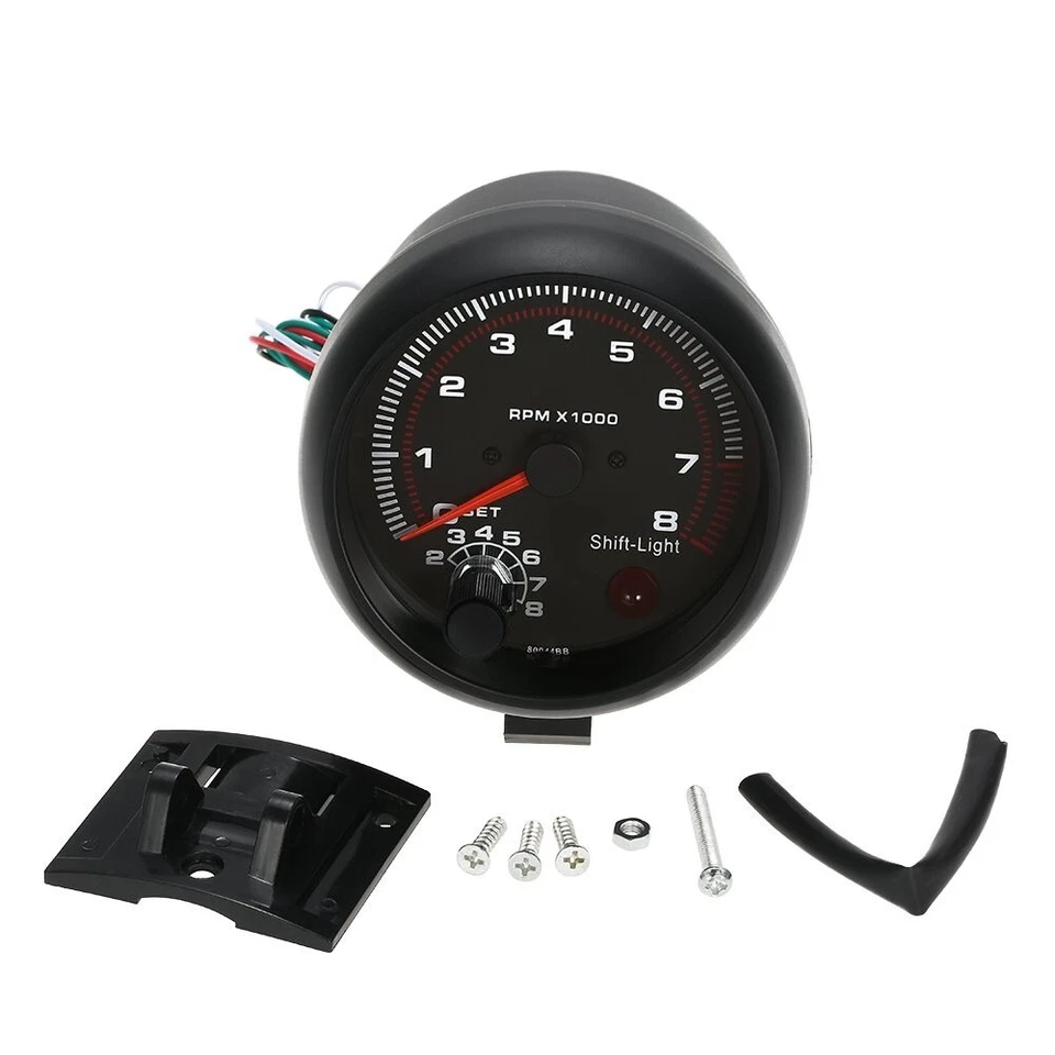 Tachometer Gauge 3.75in Black Racing Car Tachometer 0‑8000 RPM - Image 4 of 4