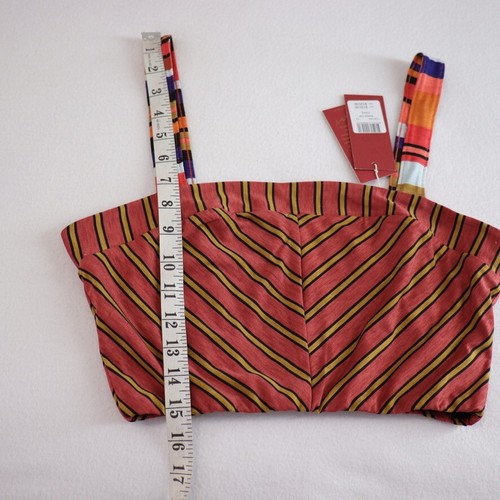 NEW Tigerlily Crop Top Size 12 Multicolour Banda Stripe Stretch Strappy Bohemian - Picture 7 of 8