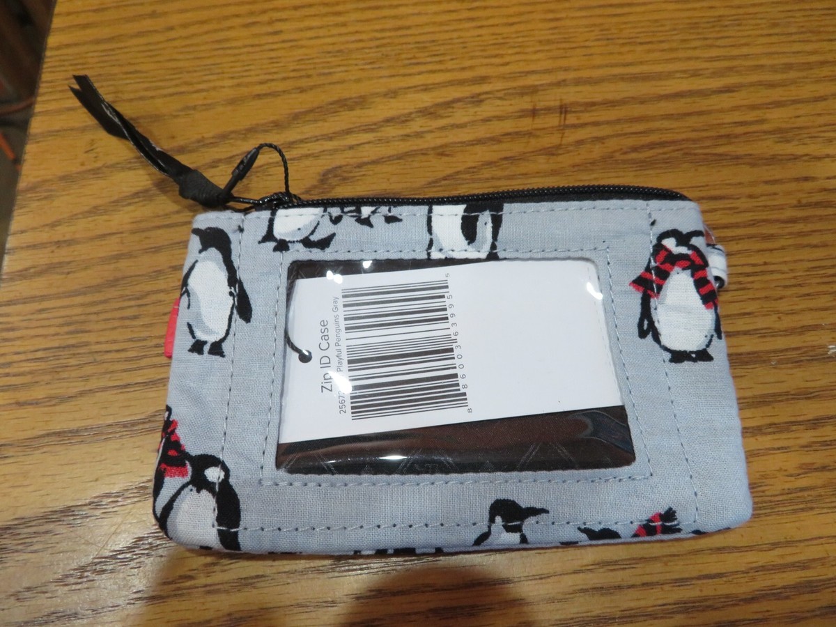 Retired Vera Bradley Zip ID Case-Playful Penguins Gray- NWT-FREE