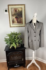 Evan Picone Women s Black And Gray Striped Lined Blazer Size 12 Long Sleeve