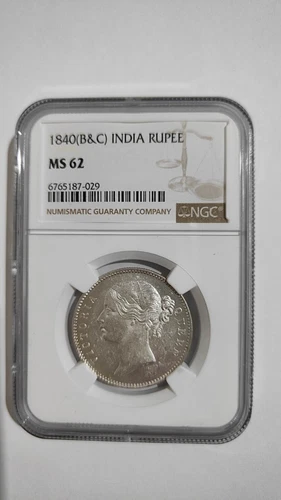 1840 B&C  EAST INDIA COMPANY RUPEE COIN NGC MS62