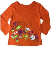 Infant  Toddler Girls Orange Candy Corn  Monster Glitter Halloween Tee Shirt
