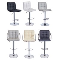 Bar Stools Set of 2 PU Leather Swivel Height Adjustable Bar Chairs With Backrest