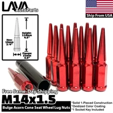 24x Red 14x1.5 Spike Lug Nut Fit Enclave Escalade SRX XT5 XT6 SRX Ram1500