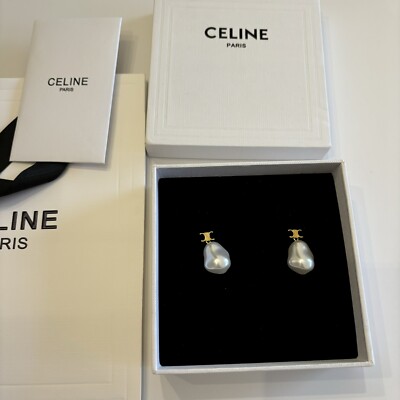 ピアス CELINE PEARL EARRINGS Celine Pearl Baroque Drop Dangle Earrings With Gift Box | eBay