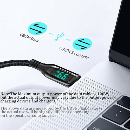 Type-C Charger USB C Cable PD 100W Fast Charging Cord LED Display iPhone 15 14 X - Picture 5 of 17