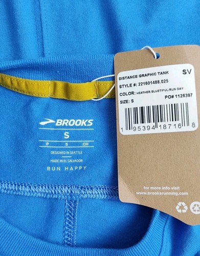 Brooks Blue Distance Running Tank Top Size Small Have a Run Day Runday Graphic - 第 4/6 張圖片