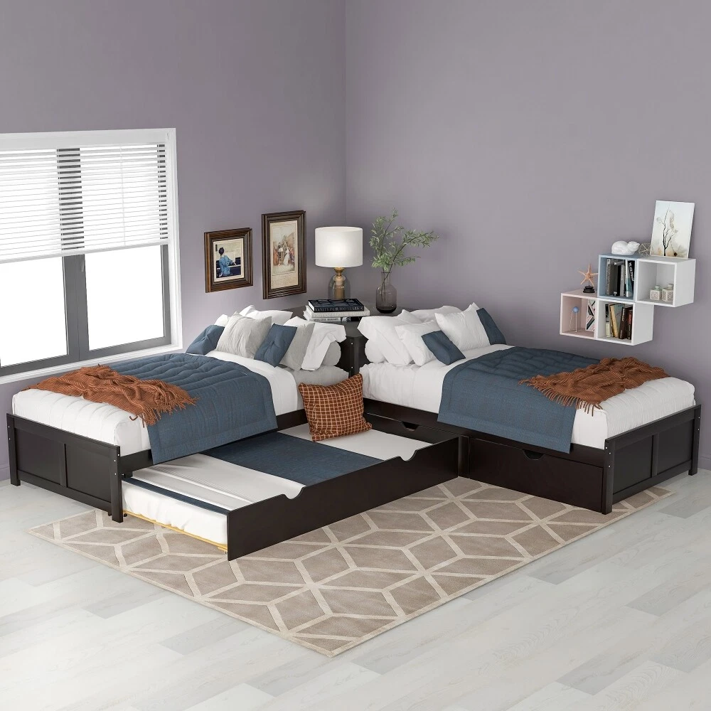 L shaped twin beds deals with corner unit diy