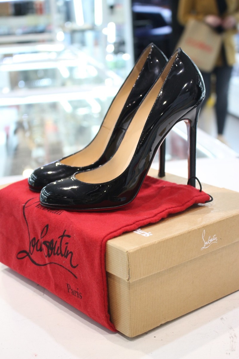 Christian Louboutin Lady Lynch 120 PATENT CALF BLACK size 37.5