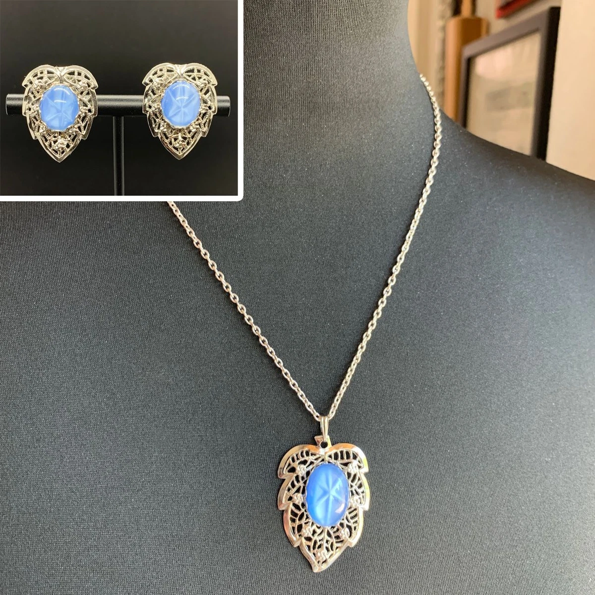 Faux sapphire necklace deals