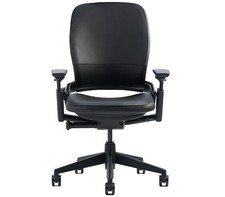 Steelcase Leap Desk Chair Black Leather Adjustable + Black F