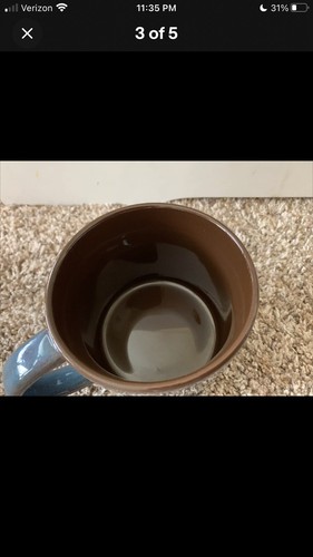 Taza de café apilable artesanal esmaltada azul marrón Starbucks 2014 14 OZ - ¡GUAU! - Imagen 3 de 4