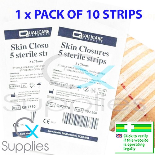 ⭐1 x 10 Sterile Wound Closure Strips⭐Skin SteriStrips 3mmx75mm CE