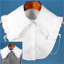 White Oversize Ruffled Pointed Polyester Collar Vintage False Shirt Faux Blouse