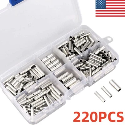 KUZAVTYE 220PCS Bare Copper Butt Connectors Splice Crimp Wire Terminals Non-Insulated