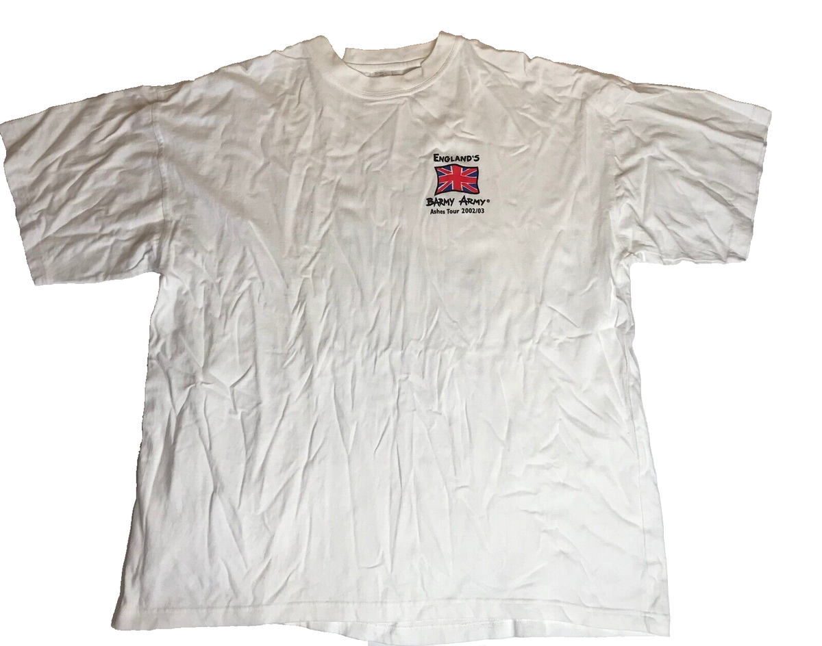 England's Barmy Army Ashes Tour 2002/03 White T-Shirt SIze 3XL