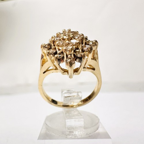 Vintage 14k Yellow Gold .65cts Round Diamond Cluster Ring - Picture 4 of 6
