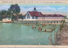 Swimming School Lake Canandaigua NY Gateway to the Finger Lakes 1900s Vintage PC