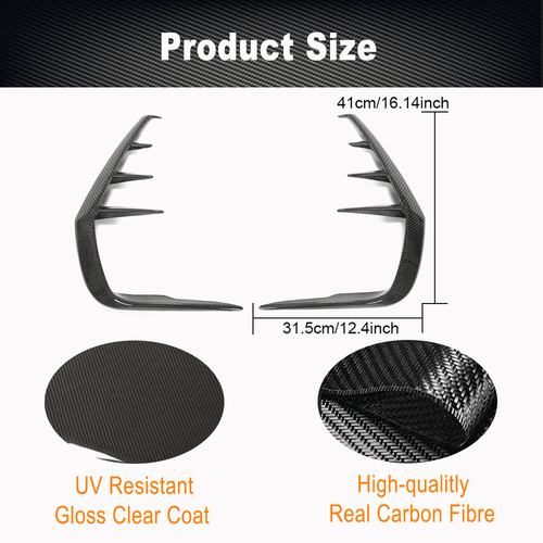 For Infiniti Q60 2016-22 Real Carbon Rear Bumper Side Vent C Blade Trim Canards - Picture 7 of 11