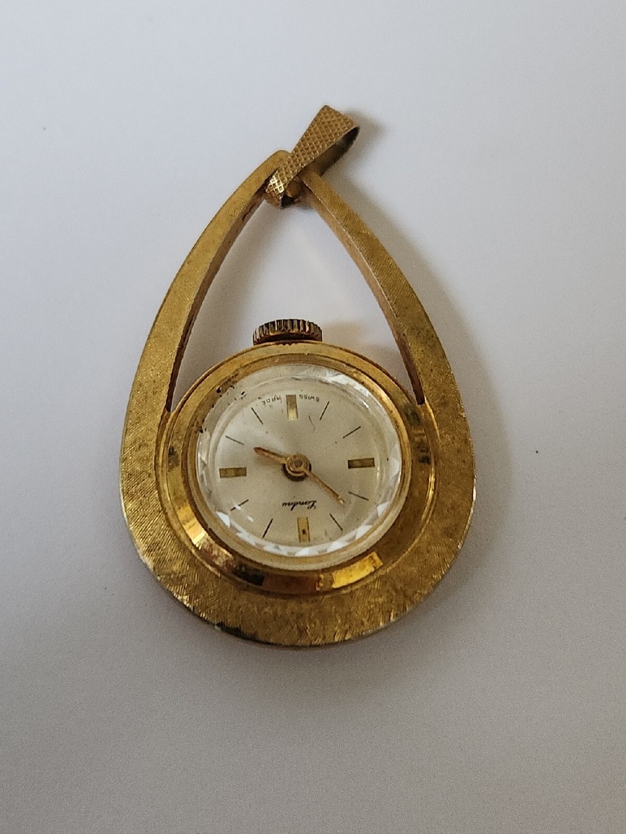 Vintage Landau Pendant Watch Wind Up Goldtone Swiss Made for  display picture 1