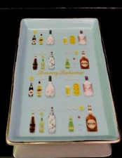 Tommy Bahama Catch All Trinket Tray Dish Mixed Drinks Aqua Blue Rectangle Dish