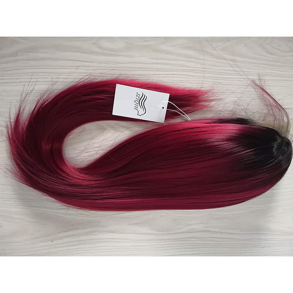 Ombre Burgundy Lace Front Wig - Long Straight Heat Resistant Synthetic Hair 5 thumbnail image