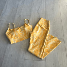 Carbon 38 Yellow Snake Skin Print Leggings and top size S