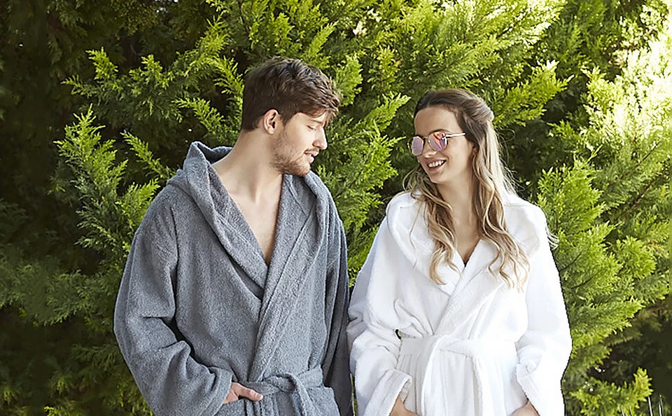 Herren-Bademantel Astrom mit Kapuze, wadenlang oder extra lang, 100% Baumwolle - Bild 4 von 4