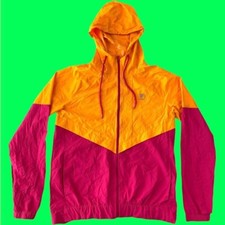 Fila Sport Zip Up Hooded Jacket In Bright Neon Orange/pink, Xs