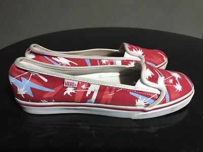 VANS Unisex Red Tropical Palm Trees Slip On Men Women's