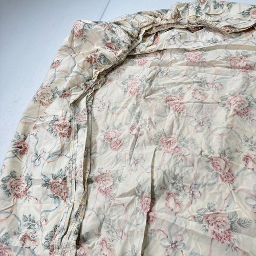 vintage stevens fitted sheet queen pink floral ribbon blend y2k 90s 80s - Picture 3 of 8