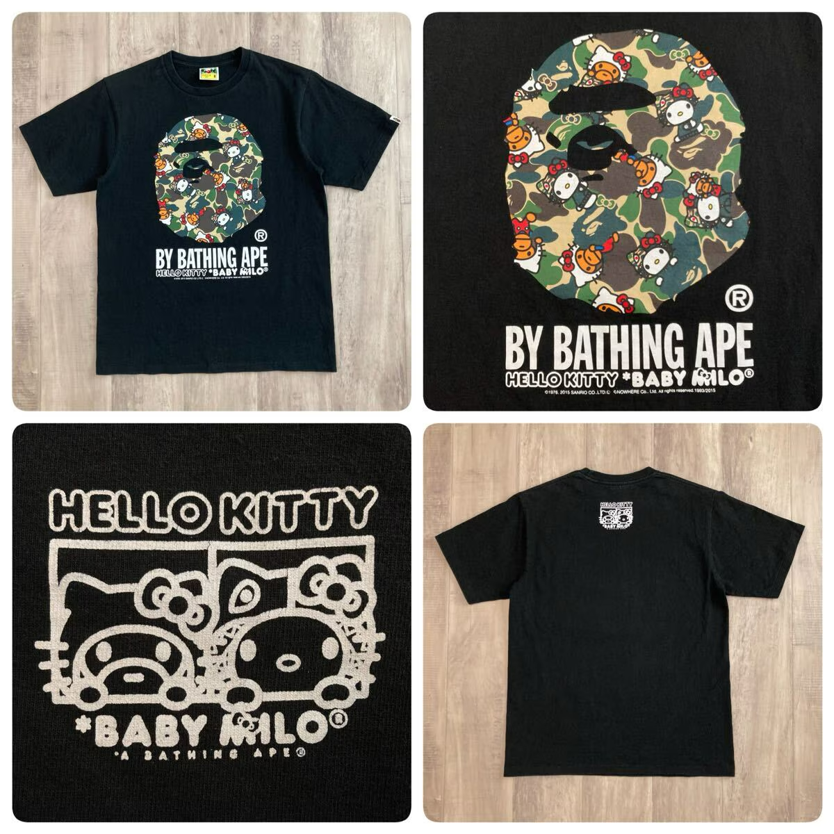 A BATHING APE × Hello Kitty Tシャツ S BAPE × SANRIO HELLO KITTY Milo APE HEAD T-shirt ABC CAMO A Bathing