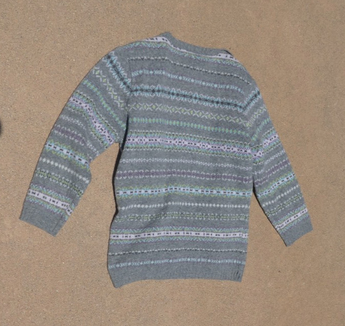 GAP  Gray Striped  LAMBSWOOL Button Down CARDIGAN… - image 3