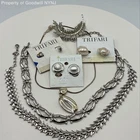 Vintage Trifari Silver Tone Rhinestone Faux Pearl Necklace Earring Brooch Lot