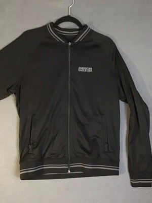 American Eagle Outfitters Black Active Flex Jacket with Gray Stripe
