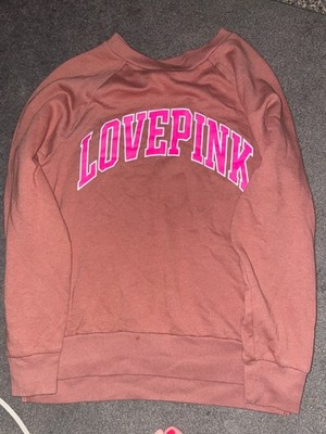 PINK Victorias Secret Love Pink Sweatshirt Burgundy Logo Size Xtra Small Women s