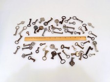 Huge Lot of 52 Vintage Antique Barrel/Skeleton Keys Cabinet Furniture Craft Art