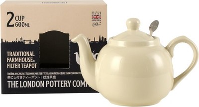 Farmhouse Teapot with Infuser, Ceramic, Ivory, 2 Cup (600 ml) [Parallel Imported