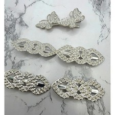 Silver Tone Barrette Lot 5 Decorative Hair Clips Butterfly