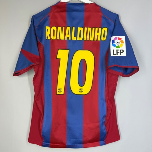 FC BARCELONA SPAIN 2004 2005 PLAYER ISSUE JERSEY SHIRT #10 RONALDINHO SIZE M