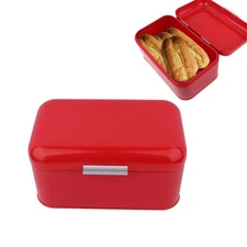 Bread Box, Red Bread Boxes Solid Color Bread Box For Kitchen Countertop, Meta...