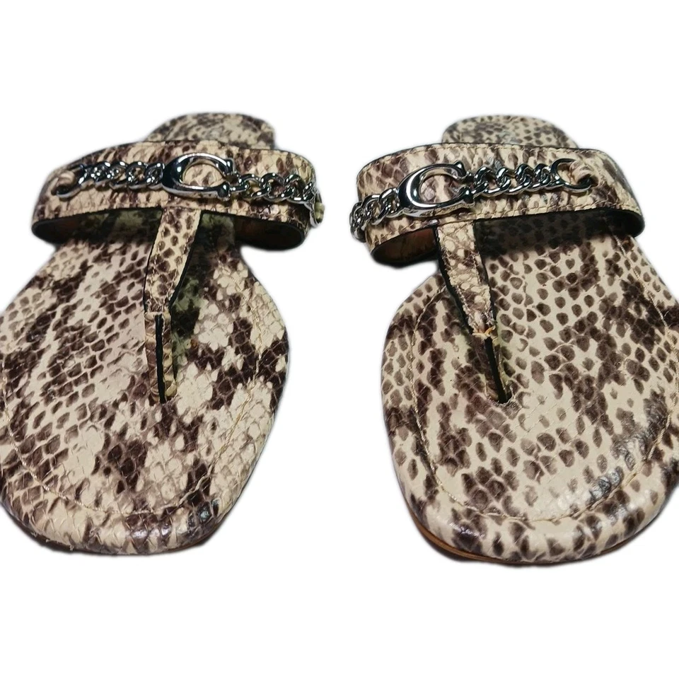 Sandalia Coach Jaclyn Mujer Talla 7.5 EE. UU. (Nueva - Defectuosa) Cuero Serpiente Estampado Pitón Foto 3 de 4