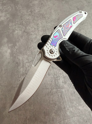 8.07'' Spring Assisted Folding Pocket Knife, Aluminum Handle w/ Embossed 3D Inlay