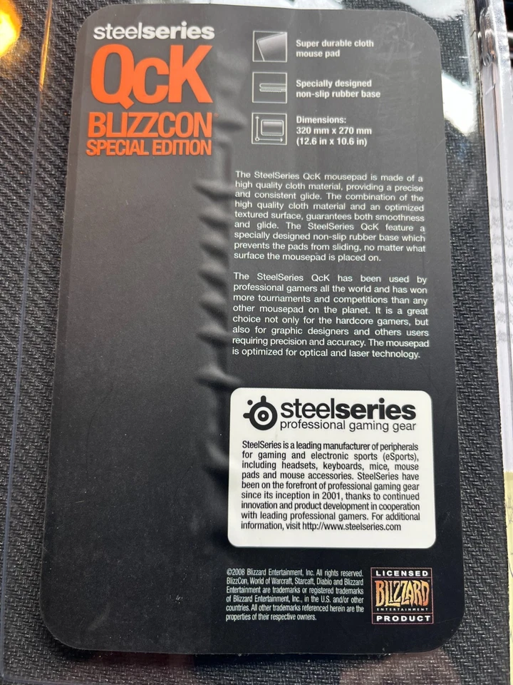 Alfombrilla de ratón para juegos BLIZZCON WOW 2008 Steel Series QCK - edición limitada Foto 2 de 2