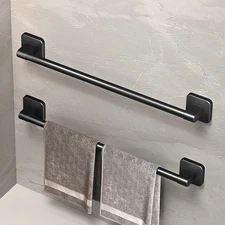 1pc Self-Adhesive Bathroom Towel Rack No-Drill Aluminum Alloy Towel Holder - NEW