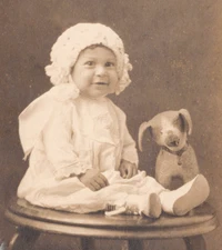 RCA Nipper Dog Plush Doll & Little Edward, San Francisco CA, RPPC ARTURA 1910-24