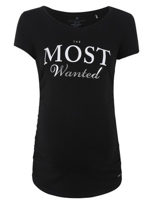 Schwarzes bedrucktes Umstands-T-Shirt für Damen Bellybutton Maternity