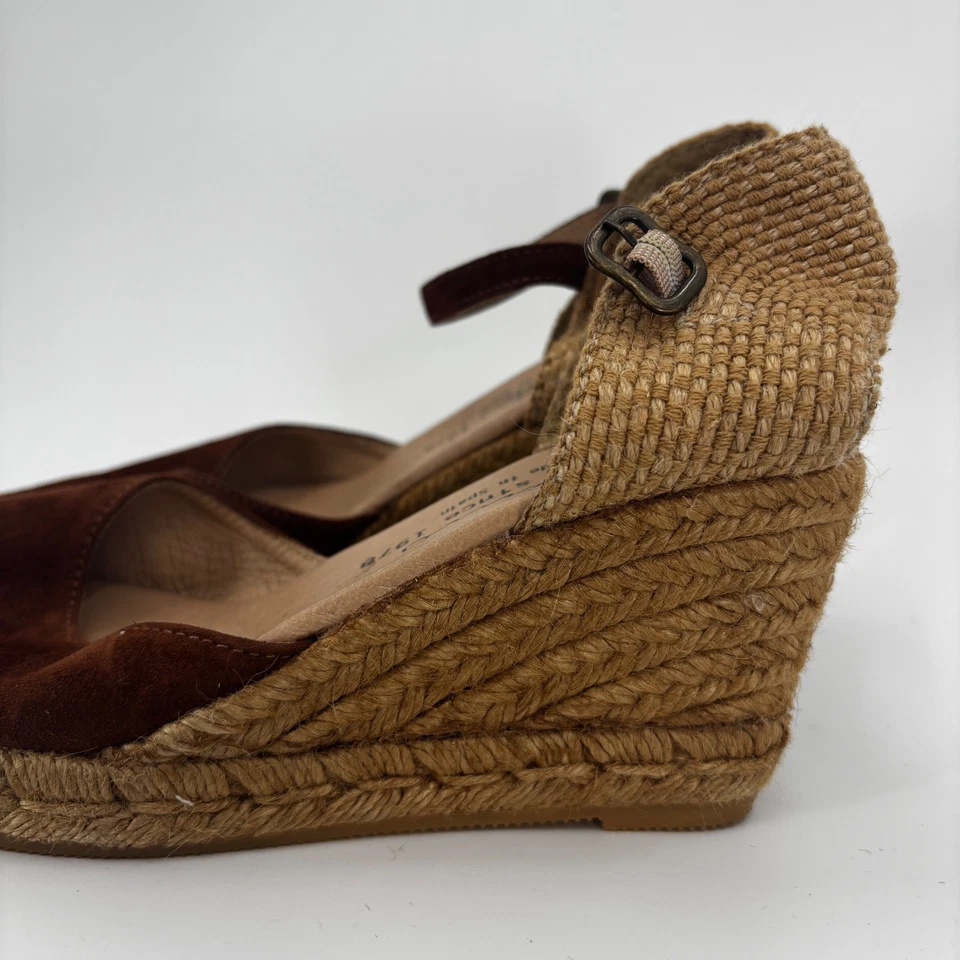 Gaimo Alpargata Sandalias Cuña Marrón Correa Tobillo Hechas a Mano en España Mujer Talla 7 Foto 4 de 4