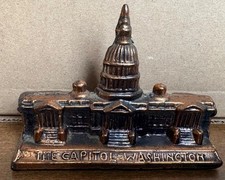Ancien souvenir du bâtiment du Capitole Washington DC - Statue miniature en métal 