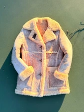 SCHOTT Vtg 70s 80s Suede Sherpa Jacket Sheepskin Leather coat rancher Lady Sz 12
